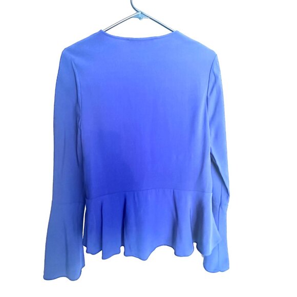 Nicole Miller Atelier Bell Sleeve Sapphire Blue Blouse, size Small - Picture 6 of 11